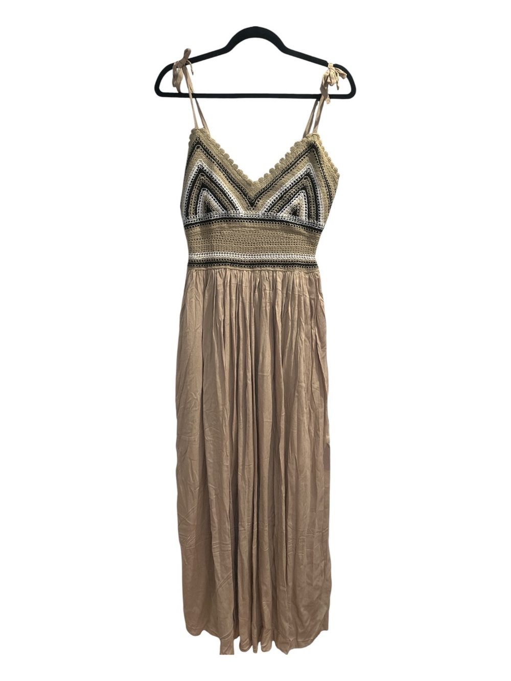 Crochet-Bodice Maxi Dress in Beige - Picture 6 of 10